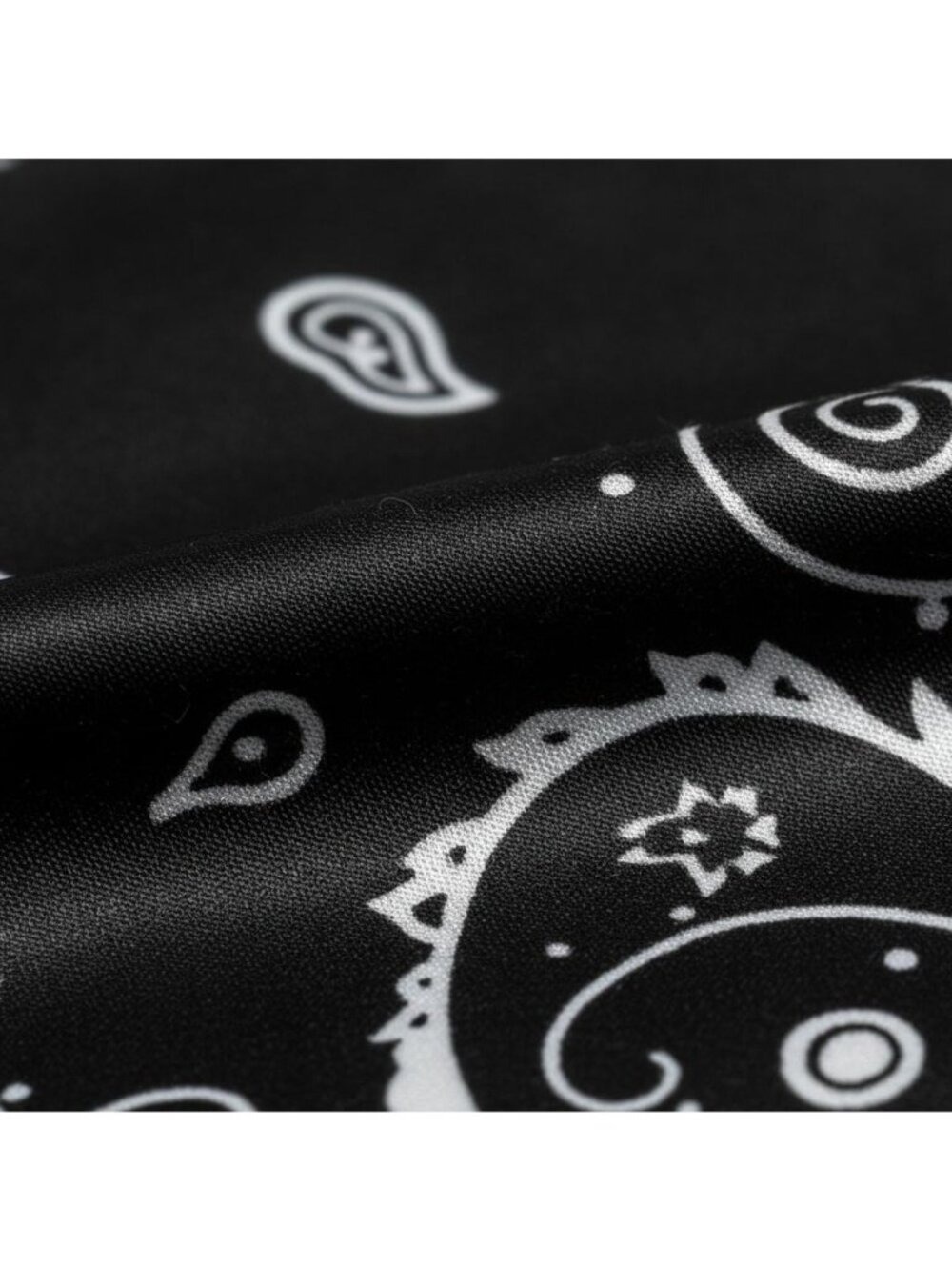 Black White Paisley Scarf Bandana 26x26 Western Wildrag - Picture 7 of 8